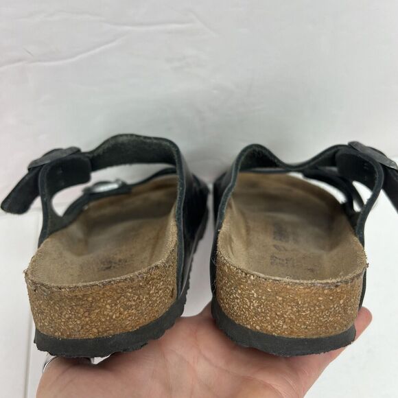 Birkenstock Women’s Size 37 US 6 6.5 Leather Sandals Anthracite Metallic Pewter - Picture 10 of 13